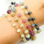 Multi Sapphire Ombre Gold Plated Wire Chain.